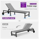 PURPLE LEAF Outdoor Chaise Lounge Chairs Set Recliner Adjustable Chair with Wheels and Table for Poolside Beach Patio - Photo 3