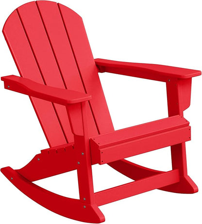 WO WESTIN OUTDOOR HDPE Laguna Outdoor Rocking Poly Adirondack Chair, Red