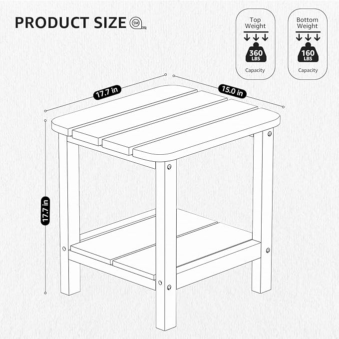 SERWALL Adirondack Table Outdoor Side Table- Green
