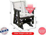 Amish Craftsmanship Made in USA 2FT Heavy Duty Poly Lumber Wood Porch Patio Glider HDPE with No Wood fibers Lancaster - Photo 2