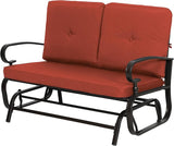 SUNCROWN Outdoor Swing Glider Chair, Patio 2 Seats Loveseat Rocking Chair with Cushions, Steel Frame Furniture-Red - Photo 8