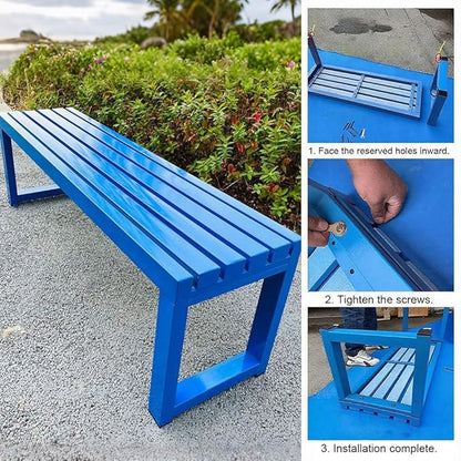 Outdoor Bench,3 Person Garden Bench,Backless Patio Benches,All-Weather Metal Furniture Seating,for Front Porch,Patio,Backyard,Lawn 39.1/47.2 in(Green,59 Inch)