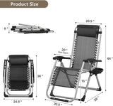Zero Gravity Chair, Portable Folding Reclining Lounge Chairs with Adjustable Cushion and Cup Holder Trays for Outdoor - Photo 3