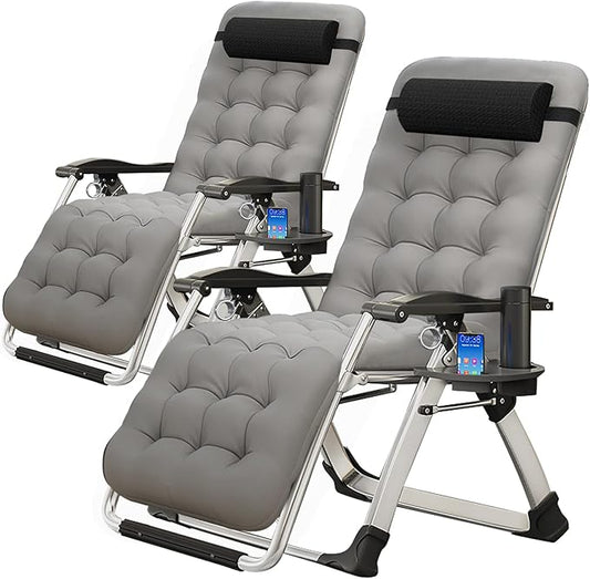 MOPHOTO Zero Gravity Chair, Outdoor Padded Lounge Chair with Side Table, Zero Gravity Recliner Chair, Outdoor Reclining Chair, Sturdy & Comfortable, Supports up to 440lbs
