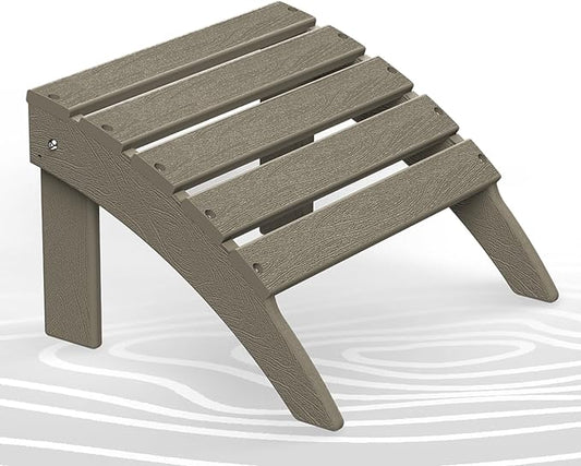 BRIOPAWS Adirondack Ottoman | Folding | HDPE Plastic | Wood Grain Outdoor Foot Rest | All Weather | Patio Footrest for Adirondack Chair | Foot Stool for Pool Deck Porch | 19.7W x 18.5L x 13H Inch