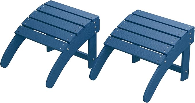 HDPE Adirondack Ottoman Foot Rest, Weather Resistant Outdoor Footstool for Adirondack Chair, Resin Patio Porch Poolside Lawn and Backyard Use