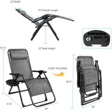 Goplus Oversized Zero Gravity Chair, XL-Extended Version, Outdoor Recliner w/Cup Holder & Detachable Headrest - Photo 3