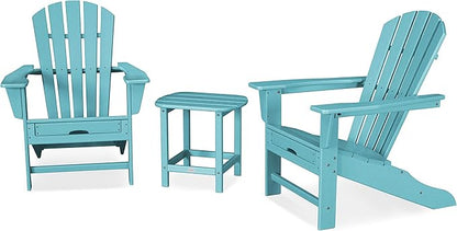 POLYWOOD Palm Coast Ultimate Adirondack Chair 3-Piece Set with Hideaway Ottoman