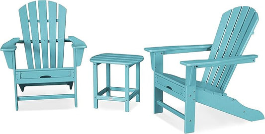 POLYWOOD Palm Coast Ultimate Adirondack Chair 3-Piece Set with Hideaway Ottoman