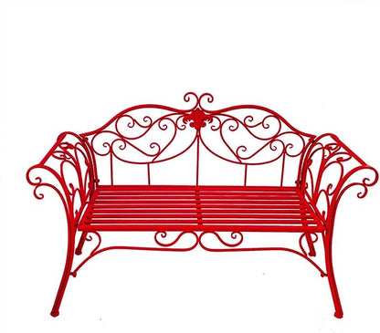 Outdoor Bench Garden Benches for Outdoors Patio Bench Metal Front Porch Bench with Sturdy Cast Iron Metal Frame, Metal Garden Bench Chair 2 Seater for Garden, Yard, Patio, Porch and Sunroom (Color :