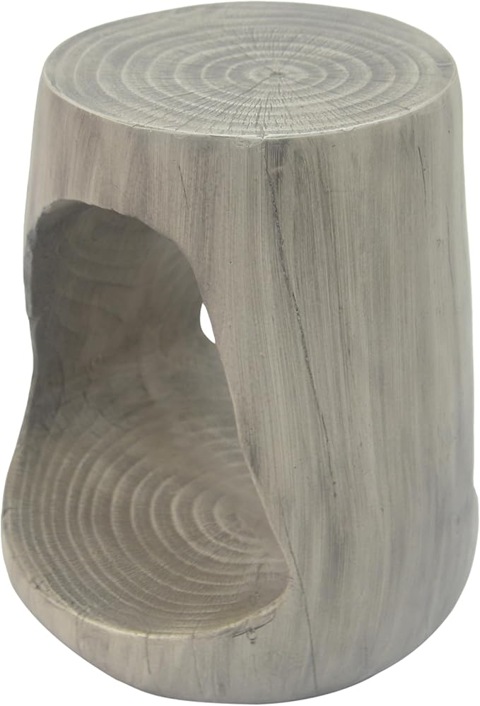 Outdoor Side Table Concrete End Table Patio Small Coffee Tables, Faux Wood Garden Stool Plant Stand for Porch - Photo 4