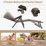 Tangkula Folding Lounge Chair Outdoor, Recliner Chaise Lounge with 5-Position Adjustable Backrest & 2-Position Footrest - Photo 7