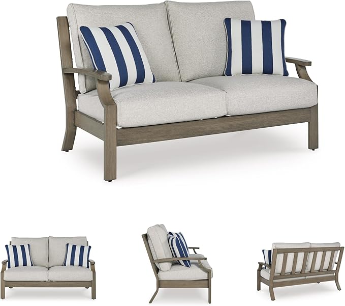 Signature Design by Ashley Rainier Ranch Casual Nuvella Weather Resistant Fabric Outdoor Loveseat with Cushion and 2 - Photo 7
