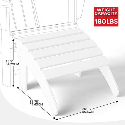 Costaelm Adirondack Chair Footrest Foldable Ottoman, Folding Ottoman Outdoor Foot Rest for Patio Waterproof, Adirondack Ottoman Outdoor, White