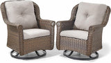 Patio Chairs Outdoor Swivel Glider - Set of 2 High Back Outside Brown Wicker Rattan Rocking Chair with Thick Cushion - Photo 1