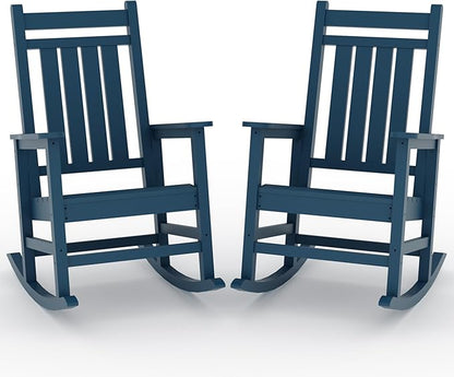 Outdoor HDPE Rocking Chairs, HDPE Oversized Patio Rocking Chairs, All Weather Resistant Porch Rocker, Heavy Duty Front Plastic Rockers for Outside