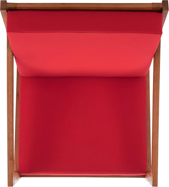 Safavieh Outdoor Collection Vernon Wood Cushion Rocking Chair PAT7013R, Natural/Red