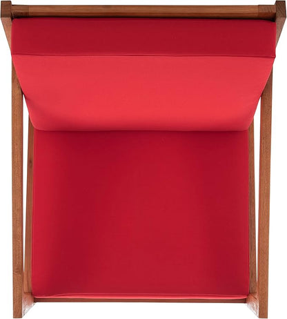 Safavieh Outdoor Collection Vernon Wood Cushion Rocking Chair PAT7013R, Natural/Red