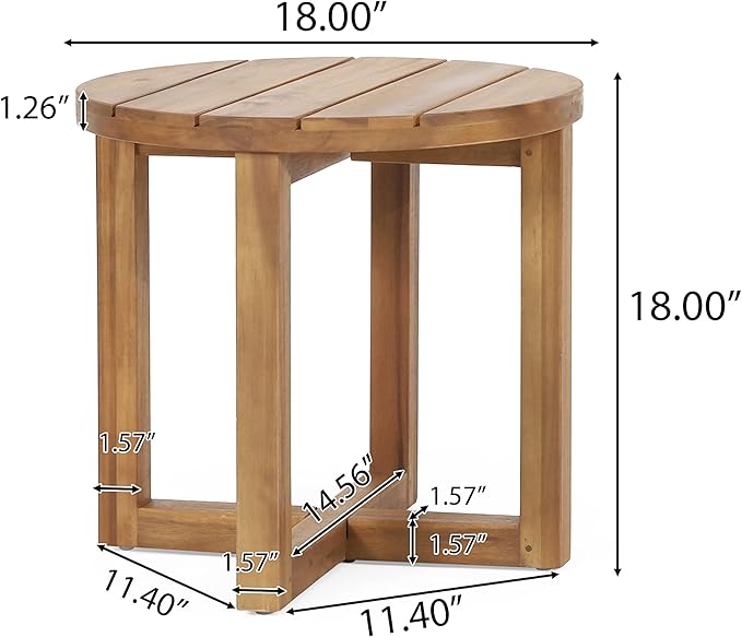 Hamel Outdoor Circular Side Table - Acacia Wood - Teak