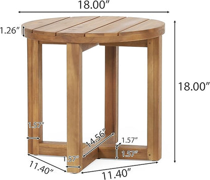 Hamel Outdoor Circular Side Table - Acacia Wood - Teak