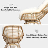 Swivel Chairs for Outside Patio Set of 3, 360 Degree Swivel Pe Wicker Luxury Lounger Chair with 20" Side Table - Photo 5