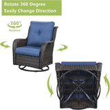 Rilyson Wicker Patio Furniture Set - 6 Piece Rattan Outdoor Sectional Conversation Sets with 2 Swivel Rocking Chairs - Photo 9