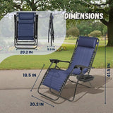 EZONE Zero Gravity Lounge Chairs Outdoor Adjustable Reclining Patio Chair Steel Mesh Folding Recliner for Pool Beach - Photo 2