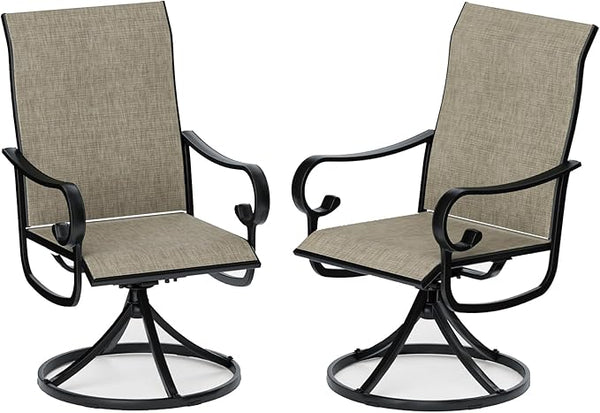Patio Swivel Chairs Set of 2, Outdoor Dining Chairs with High Back - Photo 1