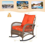 Outdoor Wicker Rocking Chair with Thickened Cushions, All-Weather Rattan Patio Rocking Chairs - Photo 2