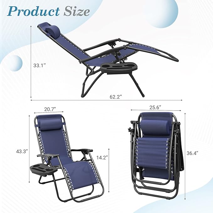 Flamaker Patio Zero Gravity Chair Outdoor Folding Lounge Chair Recliners Adjustable Lawn Lounge Chair with Pillow for - Photo 3