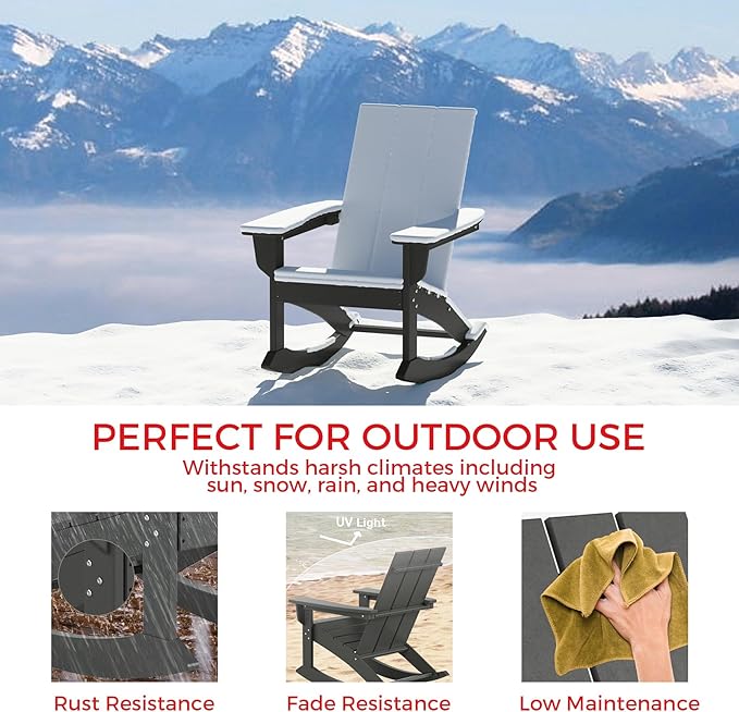 Costaelm Outdoor Adirondack Chair, All Weather Resistant Lawn Chairs Balcony Chair and Fire Pit Chairs - Photo 6