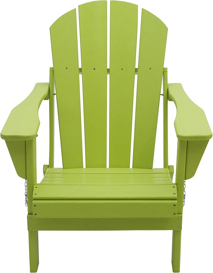 WO WESTIN OUTDOOR HDPE Laguna Outdoor Folding Poly Adirondack Chair, Lime