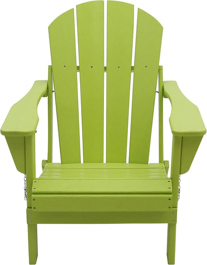 WO WESTIN OUTDOOR HDPE Laguna Outdoor Folding Poly Adirondack Chair, Lime