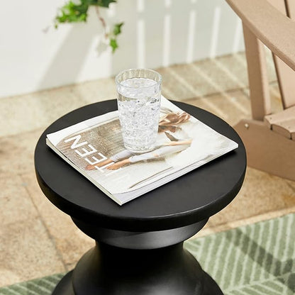 Giltzhome Antique Decorative Garden Stool Set of 2, 18.25" H Heavy Duty Chess Pedestal Accent Table, Side Table, Plant Stand for Garden Patio Lawn Home Indoor Outdoor, Black