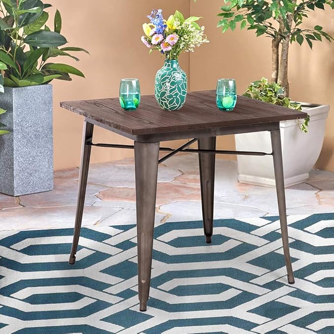 FDW Heavy Duty Outdoor Dining Table Metal Kitchen Table Metal Table 31 x 31 Inches Bar Coffee Table Home Restaurant - Photo 4