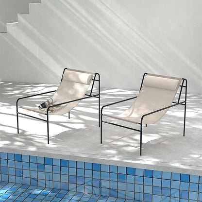 Tangkula Patio Sling Lounge Chair, Modern Sling Accent Chair w/Removable Headrest Pillow, Heavy-Duty Metal Frame, Breathable Seat Fabric, Leisure Chair for Indoor Outdoor, 350 lbs Max Load (2)