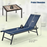 Tangkula 3 Piece Patio Chaise Lounge Set, Aluminum Patio Recliner with Coffee Table, 6-Level Backrest Adjustment - Photo 4
