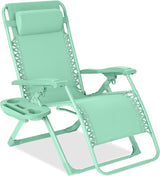 Best Choice Products Adjustable Zero Gravity Chair, Monochromatic Color Folding Patio Recliner w/Side Tray - Photo 1