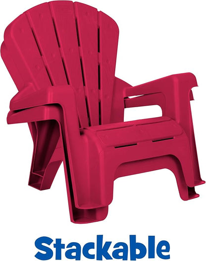 Little Tikes Kids Garden Chair 2 Pack in Red, Outdoor Toddler Activity Adirondack Chairs for Picnic, Garden, Patio, Backyard & Beach, Outdoor Chair Set