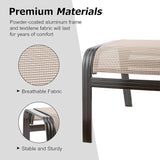 Outdoor Patio Footstools Aluminum Outdoor Ottomans Footrest Small Seating Wicker Furniture Patio Ottoman 2 Pieces Brown - Photo 4