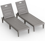 Greesum Outdoor Chaise Lounge Chair Set of 2, Waterproof 5-Position Adjustable PP Sun Loungers for Patio, Poolside - Photo 1