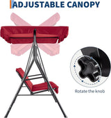 3-Seat Outdoor Porch Swing Chair with Adjustable Canopy & Thickened Cushions - Photo 3