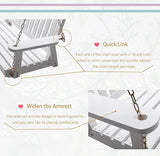 Anraja White Wooden Porch Swing 2-Seater, Bench Swing with Hanging Chains, Heavy Duty 800 LBS - Photo 4