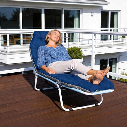 ABORON 2-in-1 Tanning Chair with Face Hole, Folding Camping Cot for Adults, 5-Position Adjustable Lounge Chair with Pillow, Heavy Duty 600D Oxford Portable Cot for Beach, Patio, Poolside