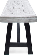 roomfitters Outdoor Dining Bench, Acacia Wood with Black Rustic Metal Finish Frame, Durable Bench for Garden, Porch - Photo 8