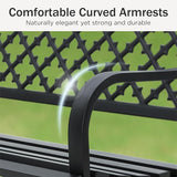 PHI VILLA 50" Garden Metal for Outdoors Weatherproof 2-Person Steel Furniture for Garden, Patio, Porch, Black - Photo 5