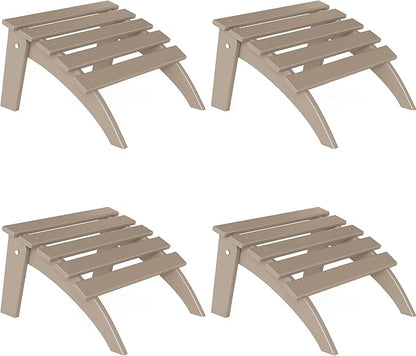 Adirondack Ottoman Set of 4, Folding Adirondack Ottoman for Adirondack Chair, HDPE All Weather Outdoor Footstool for Patio, Backyard, Porch, Garden, Brown