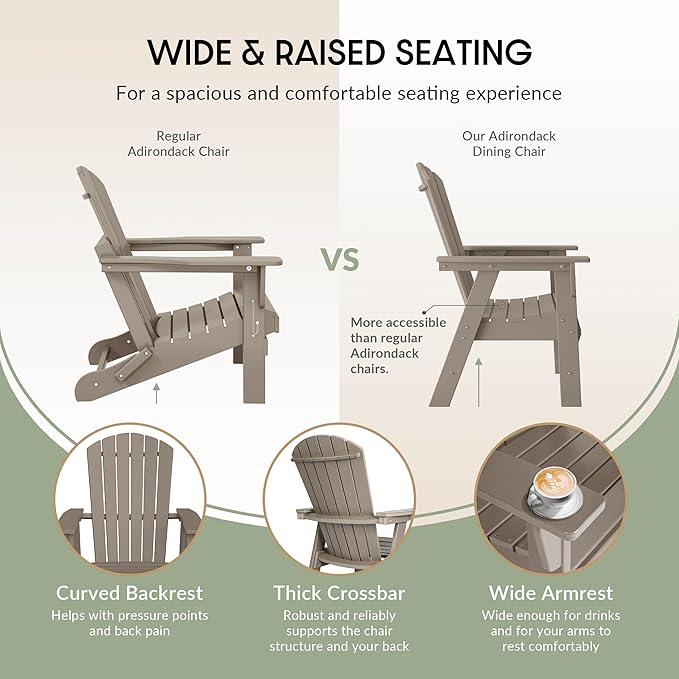 WestinTrends Dylan Outdoor Patio Shell-Back Adirondack Dining Chair Weather Resistant Weathered Wood