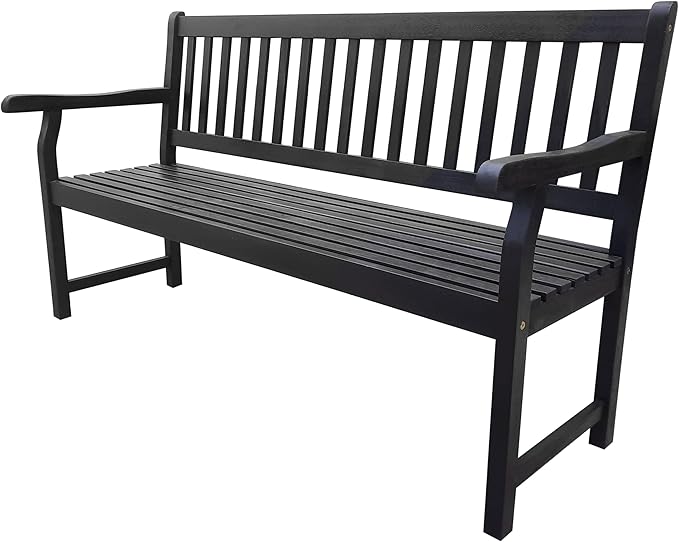 JONATHAN Y BNH101C Laurel 59.1" 3-Seat Slat-Back 600-Lbs Support Acacia Wood Outdoor Garden Patio Bench for Garden, Lawn - Photo 1