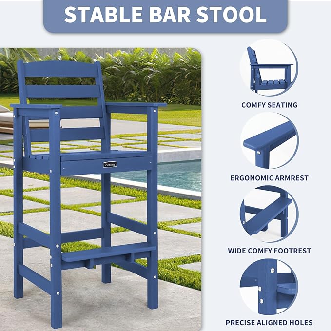 FUNBERRY Outdoor Bar Set with Umbrella Holes, Tall Adirondack Chairs and Table - Photo 2